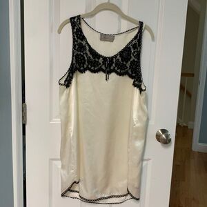 Vintage Ivory with Black Lace Slipdress‎